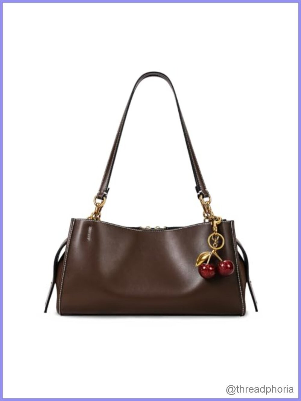 Medium PU Leather Shoulder Bag Tote Women Cherry Pendant Work